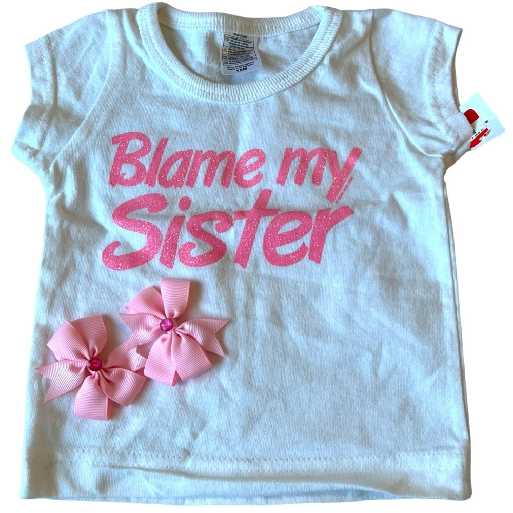Girls t-shirt with matching hair bows 12 months